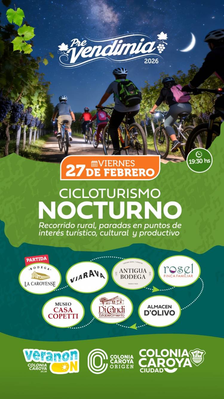 #COLONIACAROYA : Cicloturismo en la noche caroyense