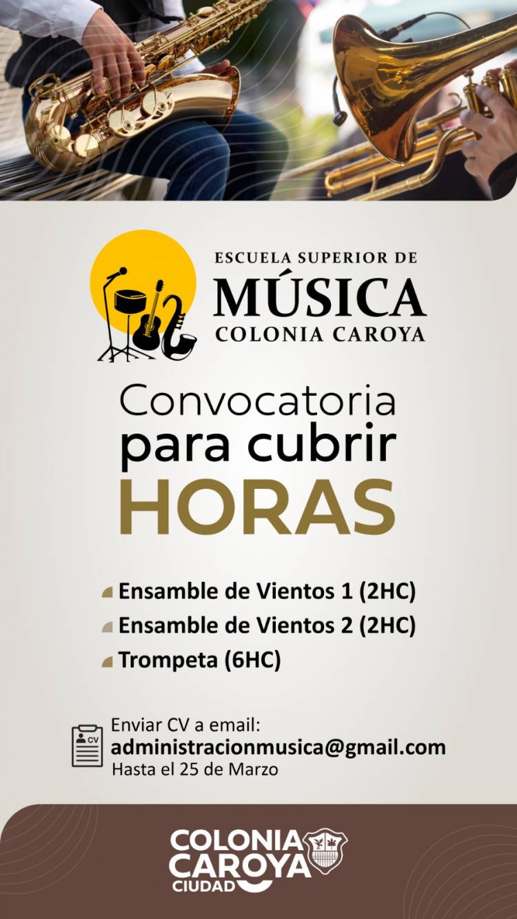 #COLONIACAROYA: Convocatoria para cubrir horas en la Escuela de Música