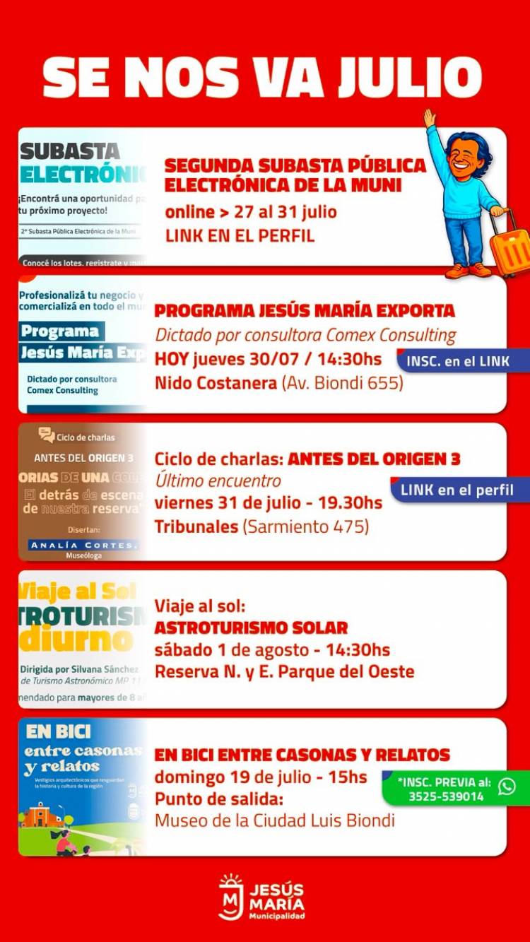 #JESUSMARIA: Jesús María despide julio con una agenda cargada de propuestas para todos los gustos