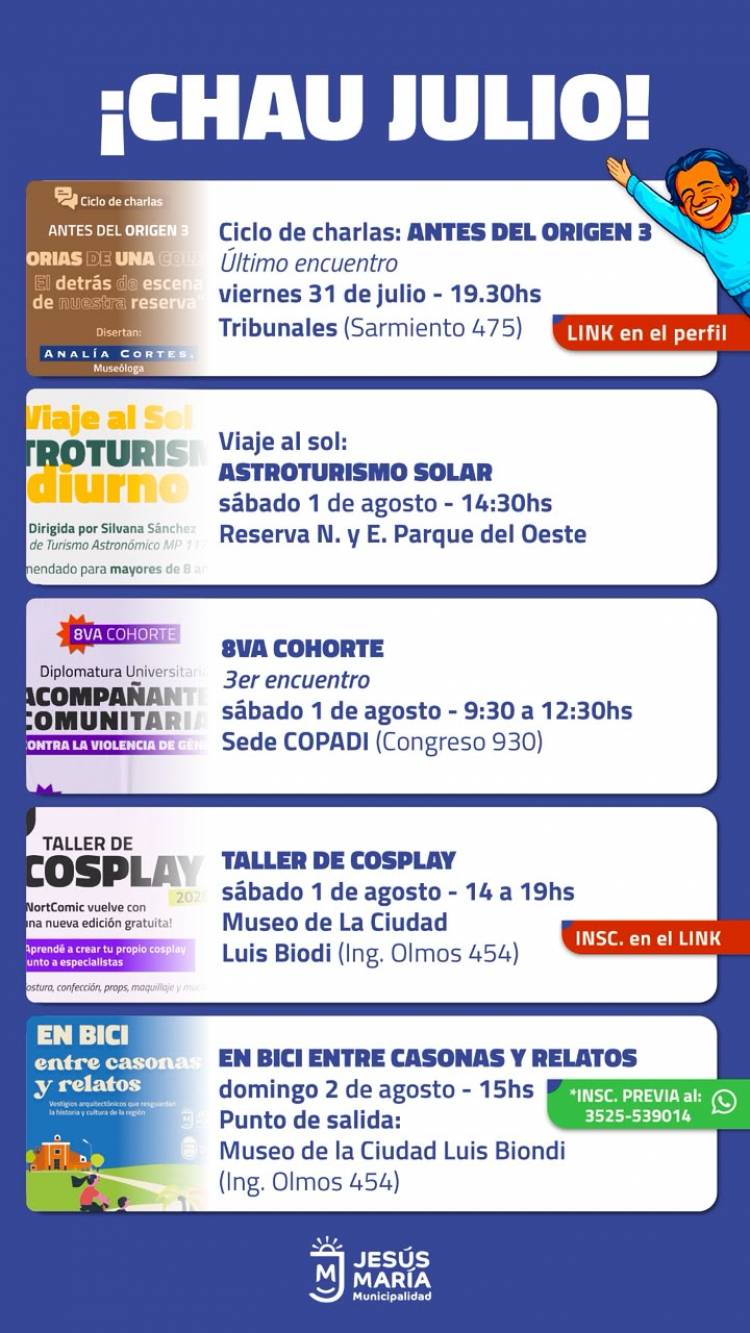 #JESUSMARIA: Jesús María despide julio con una agenda repleta de cultura, naturaleza y propuestas para toda la familia