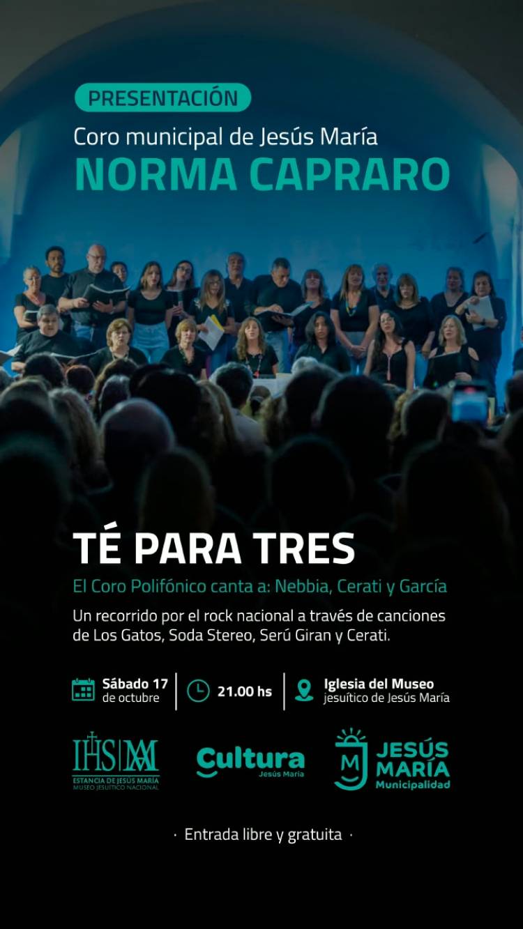 #JESUSMARIA: El Coro Municipal le pone voz a los clásicos del rock nacional